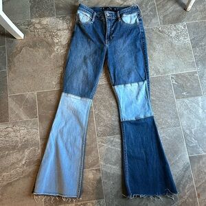 Hollister High Rise vintage Flare Jeans Patchwork denim  W 26 L31